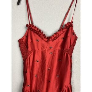 NWOT Intimately Free People Slip Dress Satin Baby Doll Red Floral Strappy